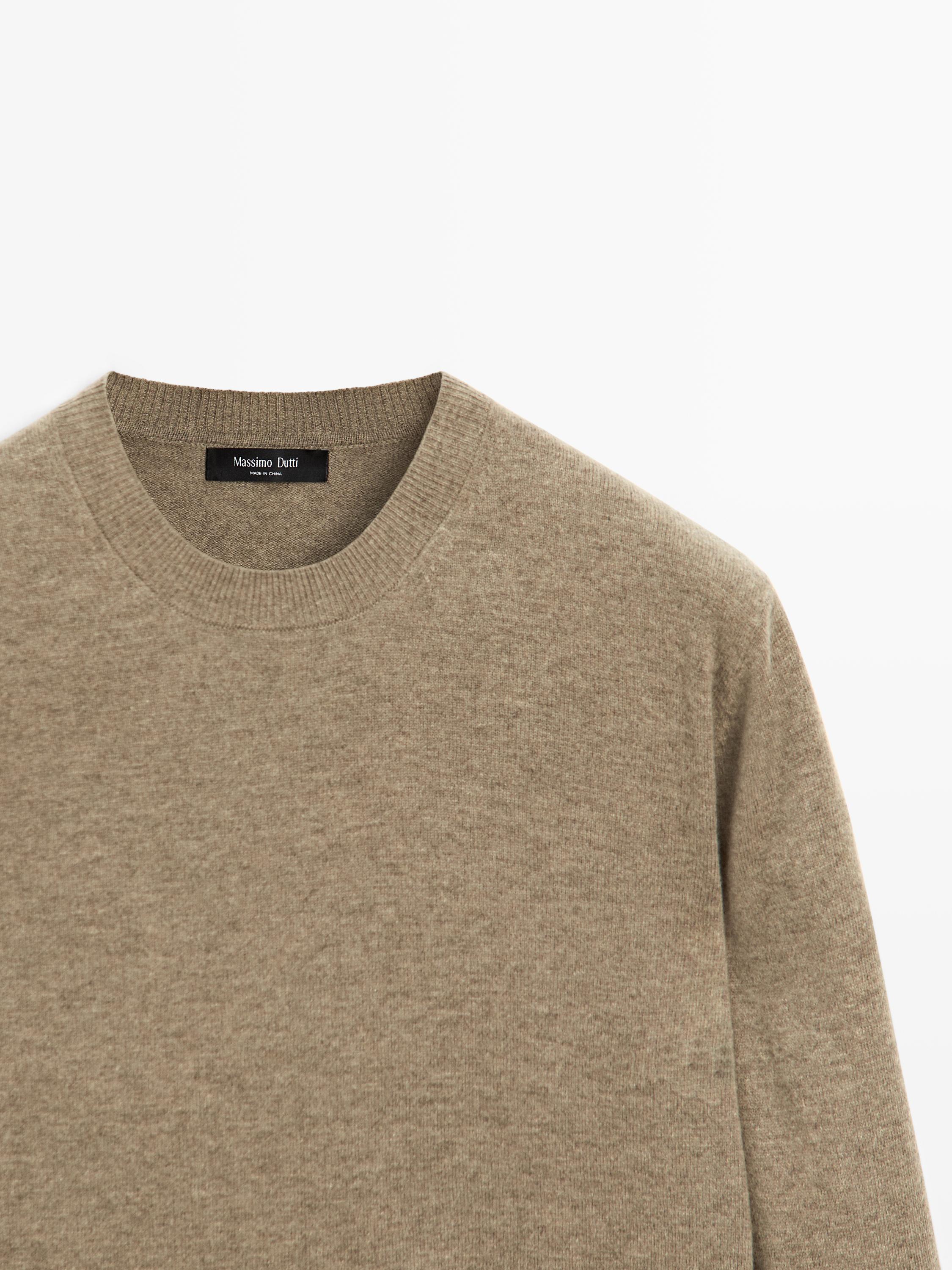Wool blend crew neck sweater